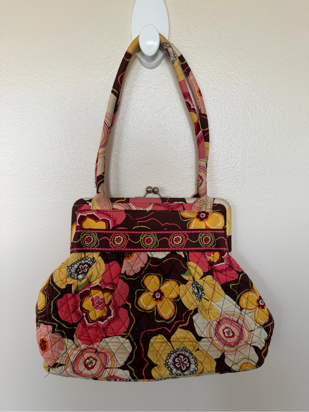 VERA BRADLEY Alice Bag in Buttercup Pattern Yellow Floral Kiss lock